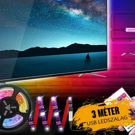 Univerzális USB LED szalag, távirányítóval 3m