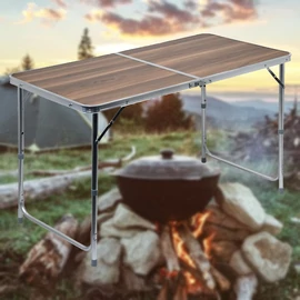 Kempingasztal DOUBLE összecsukható, teleszkópos barna 13487