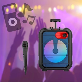 Hordozható vezeték nélküli hangszóró, távirányitóval mikrofonnal  ZQS-12111