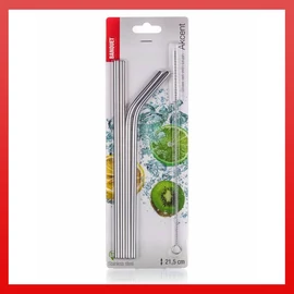 BANQUET AKCENT rozsdamentes acél szívószál készlet, 4+1 48802001