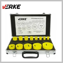 Verke 17 db-os bi-metál körkivágó készlet lyukfúró 19-76mm V05090
