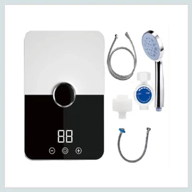 Worthair digitális hőmérséklet-szabályozós átfolyós vízmelegítő csaptelep zuhanyfejjel 5500W RYK-001