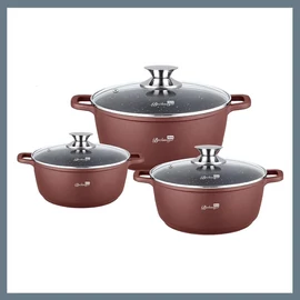 Bachmayer 3 részes márvány bevonatú lábas készlet burgundy BM-7863