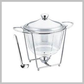 Perfect Home Levesestál melegentartó állvánnyal, merőkanállal 4L, boroszilikát üveg 28389