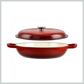 Perfect Home Zománcozott Öntöttvas Szeletsütő lábas fedővel 27 cm piros 10133