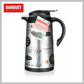 BANQUET Termosz rozsdamentes acél CONTE 1 l, üveg betéttel, Coffee dekor 48786115