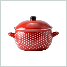 Perfect Home Piros Pöttyös Zománcozott lábas 18cm+fedő 33003