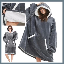 Oversized pulóver és takaró egyben szürke  24558_SZ