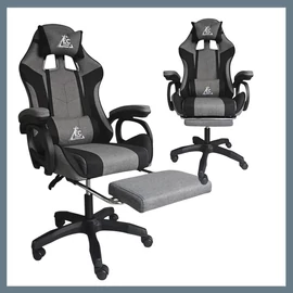 STRIKE forgatható gamer szék lábtartóval szürke KO40SZ