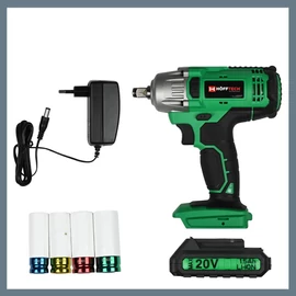Höfftech Akkumulátoros ütvecsavarozó 1/2" 20V + 4 dugókulcs 011868