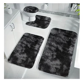 4 részes puha fürdőszoba szőnyeg szett fekete UL719812