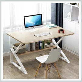 Számítógépasztal  polccal, világos fa 80 x 40 cm STL04B