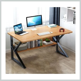 Számítógépasztal  polccal, natúr fa 80 x 40 cm STL04BR