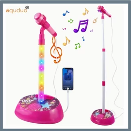 Gyerek karaoke mikrofon állvánnyal – 111 cm, világítással és telefoncsatlakozással DR654320