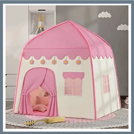 Gyerek játszósátor - Rózsaszín házikó design, 130×100 cm HU1352208