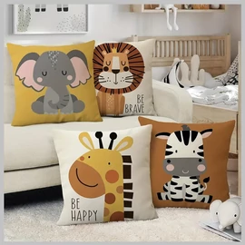 4 darabos rajzfilm állatos díszpárnahuzat gyerekeknek 45 x 45 cm LY419472-2
