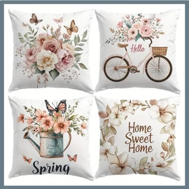 4 darab tavaszi mintás díszpárnahuzat szett – 45,72 x 45,72 cm BD1174184