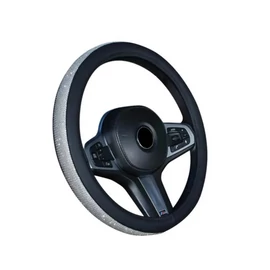 Kormányvédő | strasszköves | szürke bőr szegéllyel | kék | 38 cm SLH5943