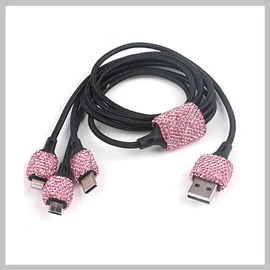 Strasszköves 3 az 1-ben töltőkábel – többféle színben SLH2270