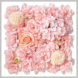 Mesterséges virág dekor falpanel – 4db 38 x 38 cm, rózsákkal és hortenziákkal CL777661
