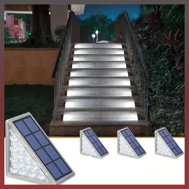 6 db-os napelemes LED háromszög lépcsőfények hidegfehér AH348537-HF