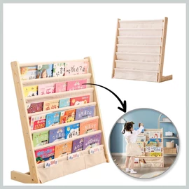 Gyerekkönyv állvány – textil zsebes tárolóval SZ45 