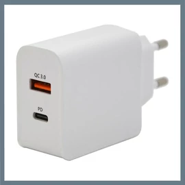 Gyorstöltő hálózati adapter – USB-A / USB-C 18W 230V 07430