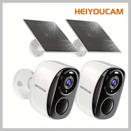 HEIYOUCAM 2 db Napelemes Vezeték Nélküli Kültéri Biztonsági Kamera BV137826