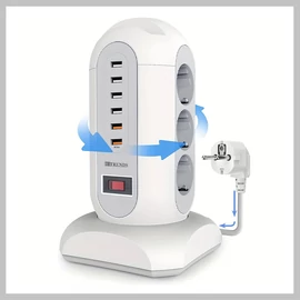 15 az 1-ben több kimenetes forgatható elosztó USB fehér WM1104434-F 