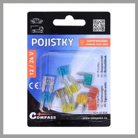 Compass Autós Biztosíték Készlet – 10 Darabos, Színes Mini Lapátbiztosítékok 12/24V-hoz 07523