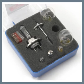 H1 + H7 autóizzó és biztosíték készlet – műanyag dobozban 08500