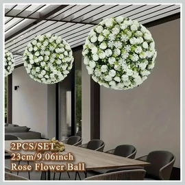 Műrózsa dekorációs gömb – 2 db-os szett (23 cm) fehér  CT2402571-f