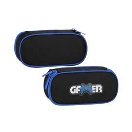 Gamer tolltartó – fekete-kék, cipzáras, játékos dizájnnal 550911