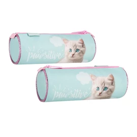 Henger tolltartó cicás mintával – „Pawsitive” felirattal, világoskék-rózsaszín 550943