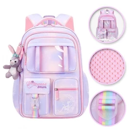 RAINBOW „Sweet” iskolai hátizsák, iskolatáska univerzális zsebekkel és plüss figurával – PL159FIO