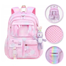 RAINBOW „Sweet” iskolai hátizsák, iskolatáska univerzális zsebekkel és plüss figurával – PL159R