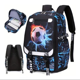 Tinédzser Anime Foci Mintás Iskolatáska – Laptop Rekeszes, Többzsebes QR3505370