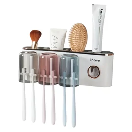 Falra szerelhető fogkefetartó fogkrém adagolóval - Közepes Fehér LH13115-2