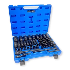 Hitman Erősített 1/2" 6-lapfejű dugókulcs készlet, 43 részes, rövid és hosszú fejekkel (9–38 mm) HA-2585