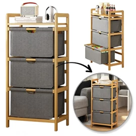 Bambusz polc, szekrény textil fiókokkal 32 × 45 × 96 cm SZ43