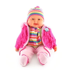 Nagy méretű kislány baba csíkos ruhában 24005