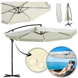 Kerti napernyő oldalkarral és díszszegéllyel, krém színben – 3,5 m OGP10