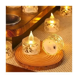 12 db Kristályhatású LED Gyertya – 5,2 × 4 cm, Meleg Fehér  – QA322916-s