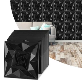 3D falpanel szett – csillagfekete, PVC, 50 x 50 12 db 15173XV32-csf5