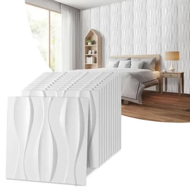 3D falpanel szett – welle fehér PVC, 50 × 50 cm 12 db 15173XV32-wf5