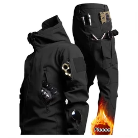 Softshell taktikai polárbéléses kabát és nadrág szett fekete M méret AU4713866-fm