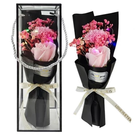 Szappanvirág Csokor LED Világítással – Ajándékdobozban BUK08