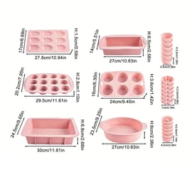 24 darabos Szilikon Sütőforma Készlet (Rózsaszín) FR410278