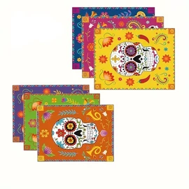 6 darabos színes asztali alátét szett – “Cukorkoponya” mintás 601099717505845
