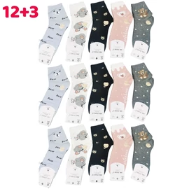 12+3 Női zokni - Maci mintás 35-38 MP3513-4